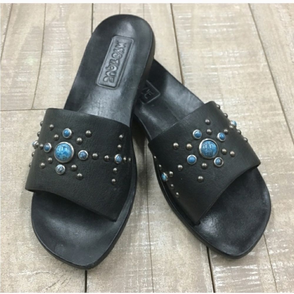 Mystique Boutique Black Studded Leather Sandals